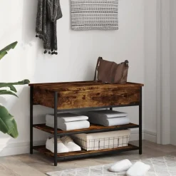 vidaXL skobænk 70x42,5x50 cm konstrueret træ røget egetræsfarve
