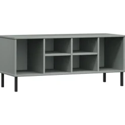 vidaXL skoreol med metalben OSLO 106x35x45 cm massivt træ grå