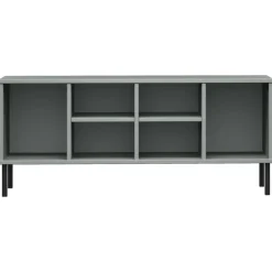 vidaXL skoreol med metalben OSLO 106x35x45 cm massivt træ grå