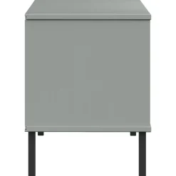 vidaXL skoreol med metalben OSLO 106x35x45 cm massivt træ grå