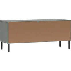 vidaXL skoreol med metalben OSLO 106x35x45 cm massivt træ grå