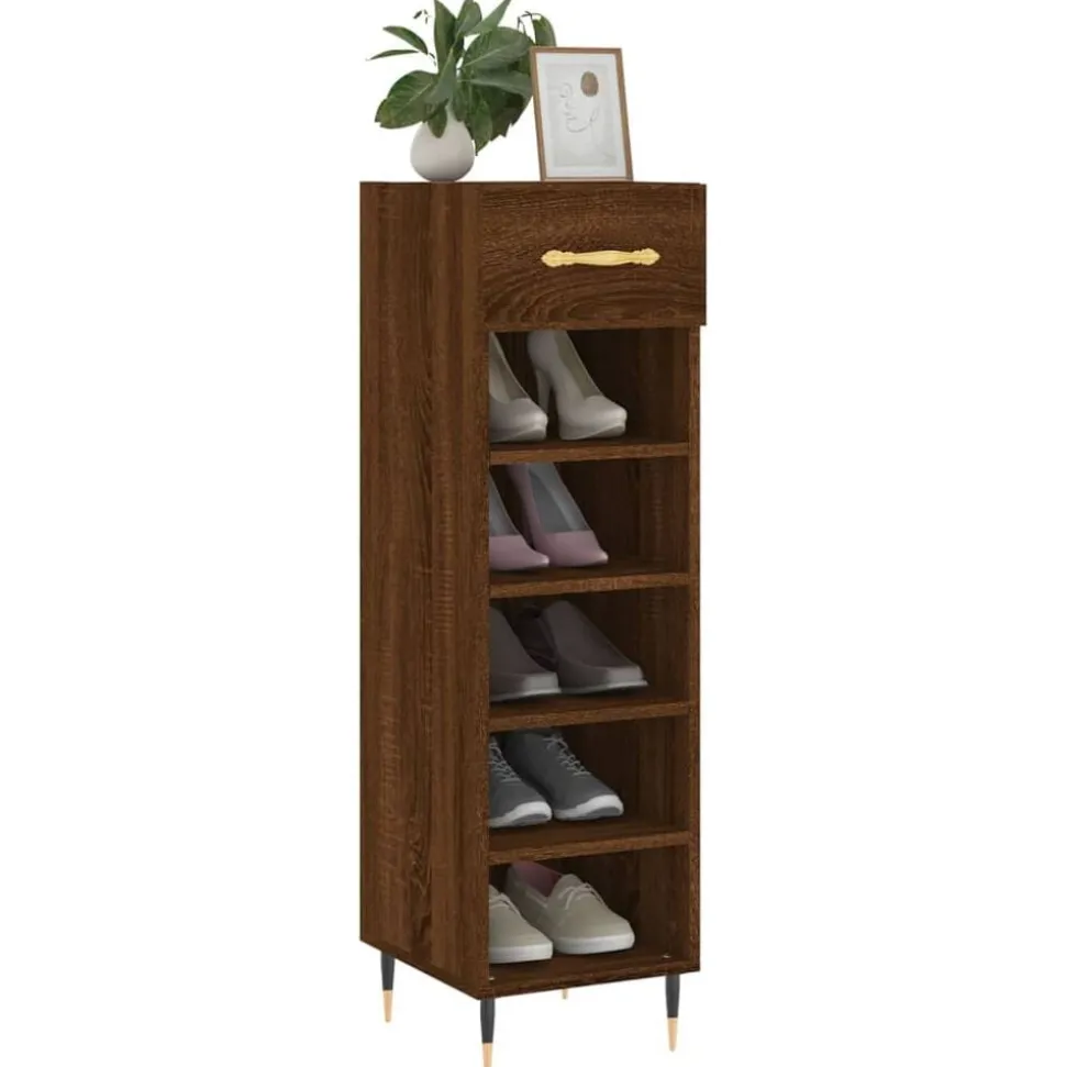 vidaXL skoreol 30x35x105 cm konstrueret træ brun egetræsfarve
