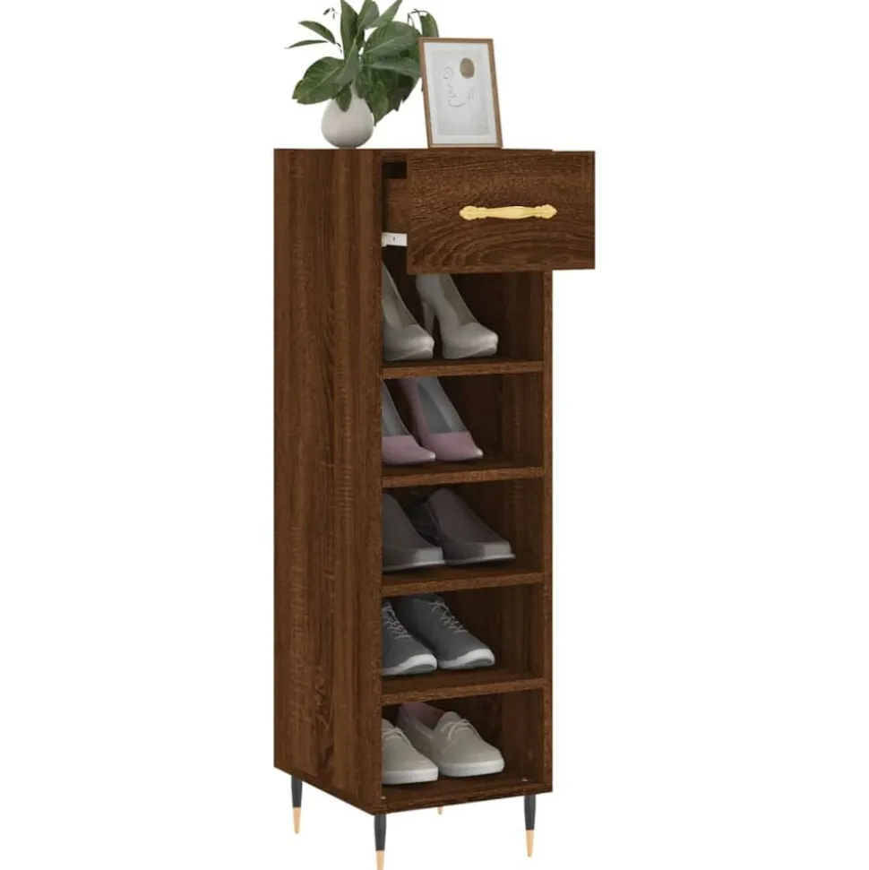 vidaXL skoreol 30x35x105 cm konstrueret træ brun egetræsfarve