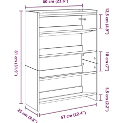 vidaXL skoreol 60x25x81 cm konstrueret træ grå sonoma-eg