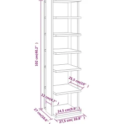 vidaXL skoreol 27,5x27x102 cm konstrueret træ grå sonoma-eg