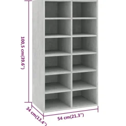 vidaXL skoreol 54x34x100,5 cm konstrueret træ betongrå