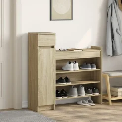 vidaXL skoreol 100,5x28x100 cm konstrueret træ sonoma-eg