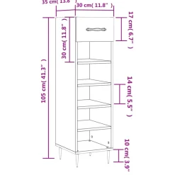 vidaXL skoreol 30x35x105 cm konstrueret træ grå sonoma-eg