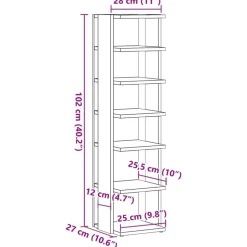 vidaXL skoreol 28x27x102 cm konstrueret træ gammelt træ-look