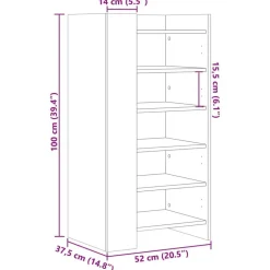 vidaXL skoreol 52x37,5x100 cm konstrueret træ betongrå