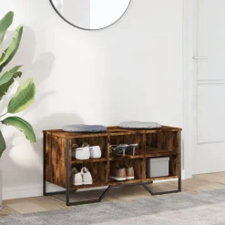 vidaXL skoreol 90x38x45,5 cm konstrueret træ røget egetræsfarve