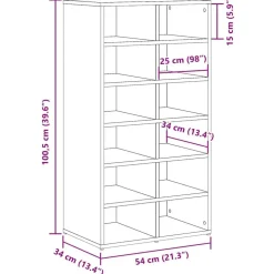 vidaXL skoreol 54x34x100,5 cm konstrueret træ egetræsfarve