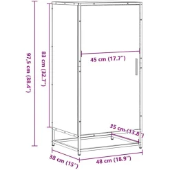 vidaXL skoreol 48x38x97,5 cm konstrueret træ brun egetræsfarve