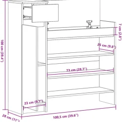 vidaXL skoreol 100,5x28x100 cm konstrueret træ betongrå