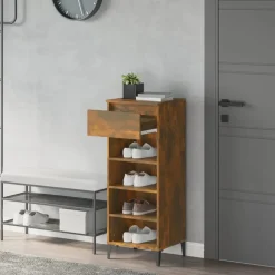 vidaXL skoreol 40x36x105 cm konstrueret træ røget egetræsfarve