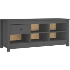 vidaXL skoreol 110x38x45,5 cm massivt fyrretræ grå