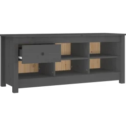 vidaXL skoreol 110x38x45,5 cm massivt fyrretræ grå