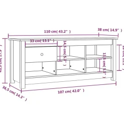 vidaXL skoreol 110x38x45,5 cm massivt fyrretræ grå