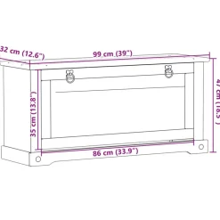 vidaXL skoskab Corona 99x32x85 cm massivt fyrretræ