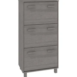 vidaXL skoskab HAMAR 59,5x35x117 cm massivt fyrretræ lysegrå