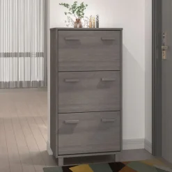 vidaXL skoskab HAMAR 59,5x35x117 cm massivt fyrretræ lysegrå