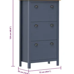 vidaXL skoskab Hill Range 72x35x124 cm massivt fyrretræ grå