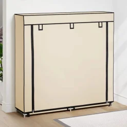 vidaXL skoskab med overtræk 115x28x110 cm stof cremefarvet