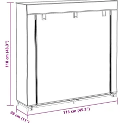 vidaXL skoskab med overtræk 115x28x110 cm stof cremefarvet