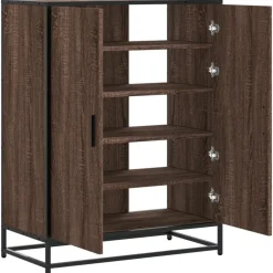 vidaXL skoskab 75x38x97,5 cm konstrueret træ og metal brun egetræ