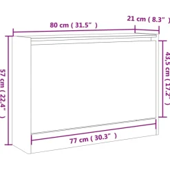vidaXL skoskab 80x21x57 cm konstrueret træ røget egetræsfarve