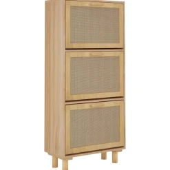 vidaXL skoskab 52x25x115 cm konstrueret træ og naturlig rattan brun