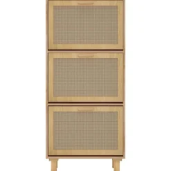 vidaXL skoskab 52x25x115 cm konstrueret træ og naturlig rattan brun