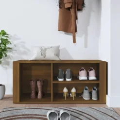 vidaXL skoskab 100x35x45 cm konstrueret træ brun egetræ