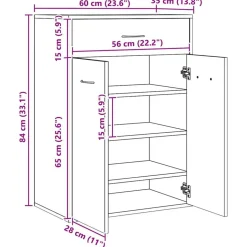 vidaXL skoskab 60x35x84 cm konstrueret træ kunsteg