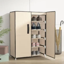 vidaXL skoskab 60x28x90 stof cremefarvet