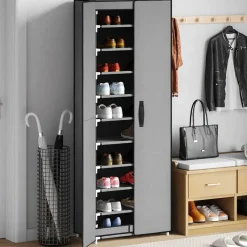 vidaXL skoskab 60x30x166 stof grå