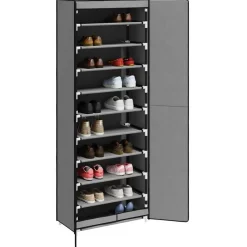 vidaXL skoskab 60x30x166 stof grå