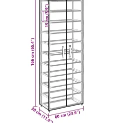 vidaXL skoskab 60x30x166 stof grå