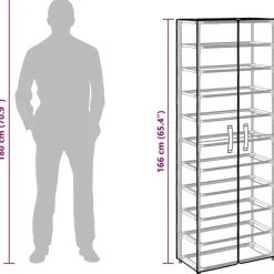 vidaXL skoskab 60x30x166 stof grå