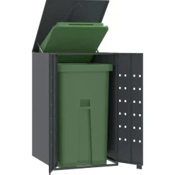 vidaXL skraldespandopbevaring til enkeltspand antracit 69x79x117 cm stål