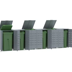 vidaXL skraldespandsskjuler 414x79x117 cm 6 rum stål grå