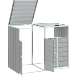 vidaXL skraldespandsskjuler 144x81x113 cm 1 rum stål grå