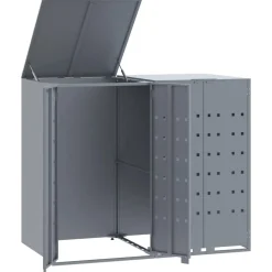 vidaXL skraldespandsskjuler 138x79x117 cm 2 rum stål grå