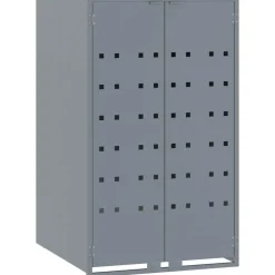 vidaXL skraldespandsskjuler 138x79x117 cm 2 rum stål grå