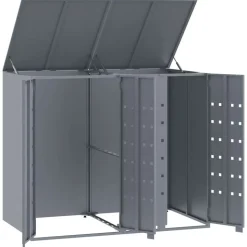 vidaXL skraldespandsskjuler 138x79x117 cm 2 rum stål grå