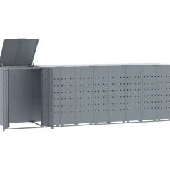vidaXL skraldespandsskjuler 345x79x117 cm 5 rum stål grå