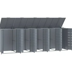 vidaXL skraldespandsskjuler 345x79x117 cm 5 rum stål grå