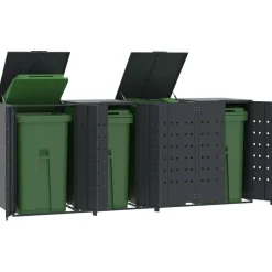 vidaXL skraldespandsskjuler 276x79x117 cm 4 rum stål antracit