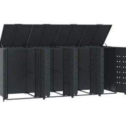 vidaXL skraldespandsskjuler 276x79x117 cm 4 rum stål antracit