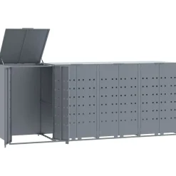vidaXL skraldespandsskjuler 276x79x117 cm 4 rum stål grå